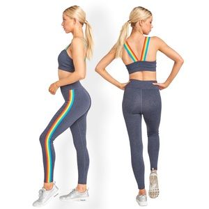 Show Me Your Mumu Moves Stellar Rainbow Stripe Active Leggings Gray Small
